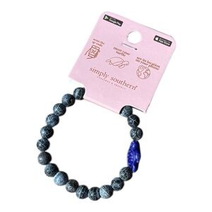 Simply Southern Slate Blue Beads with Blue Sea Turtle Charm Tracker Bracelet